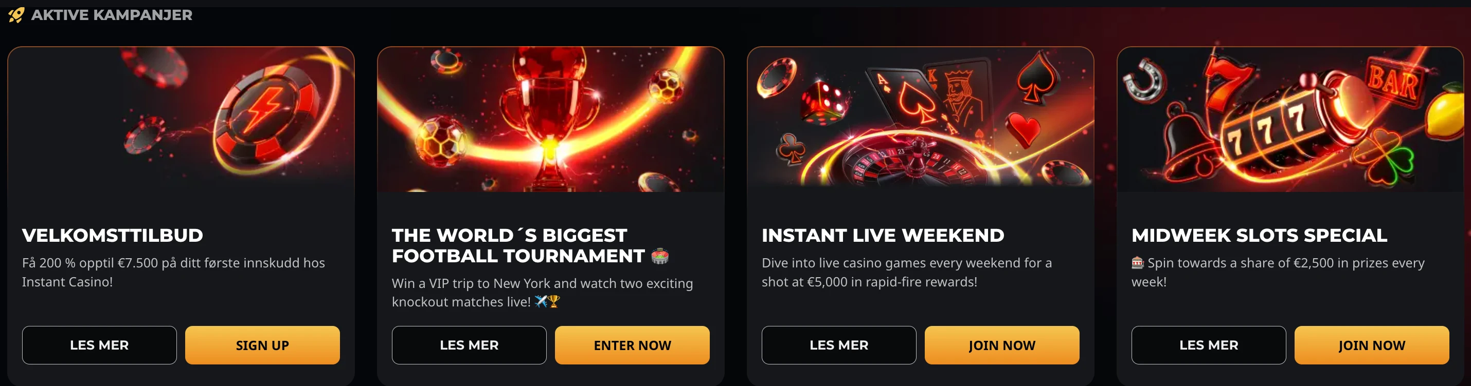 Instant casino bonuser